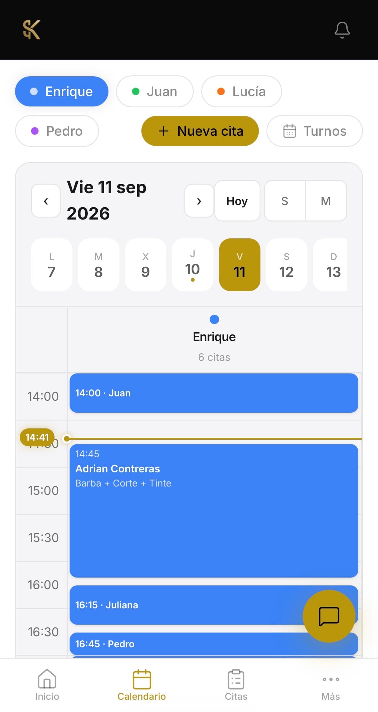 Calendario de SYNKO en móvil